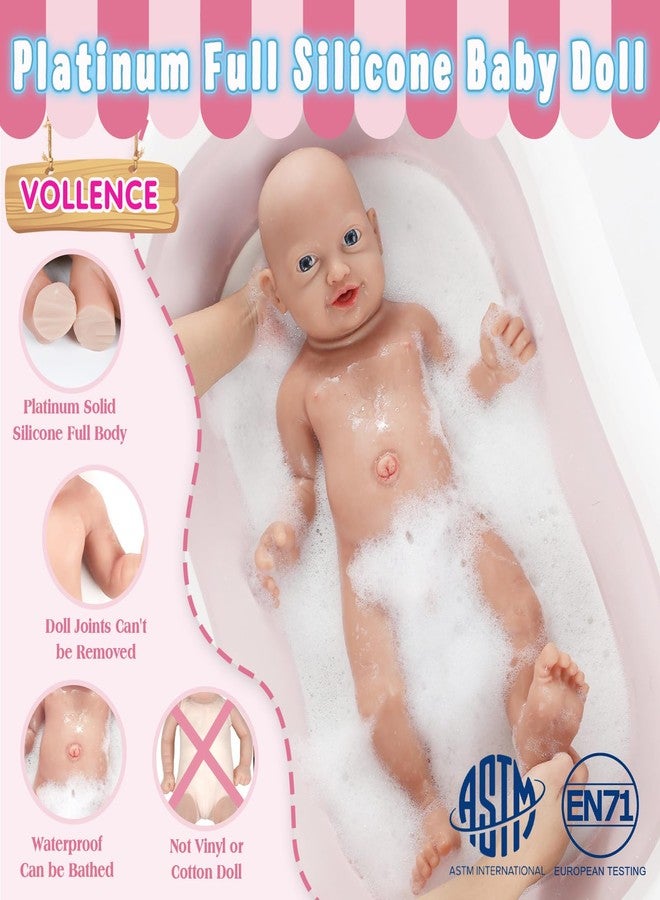 Vollence 12 inch Silicone Baby Dolls Lifelike Realistic Silicone Babies Reborn Real Newborn Baby Dolls with Feeding Accessories - Girl - Image 3